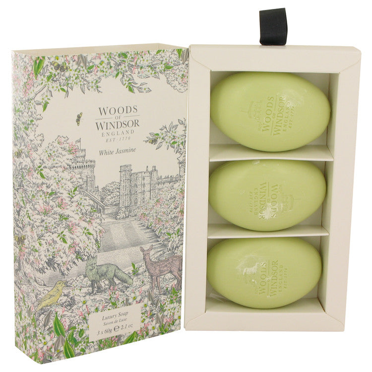 White Jasmine Three 2.1 oz Luxury Soaps By Woods of Windsor